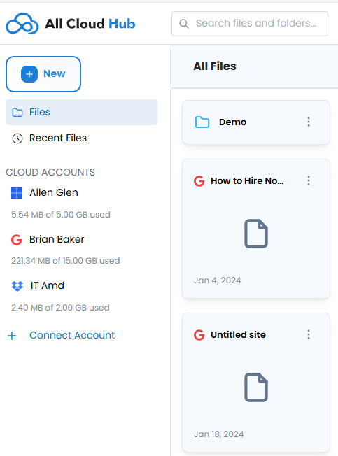 Top bar showing search field and view controls