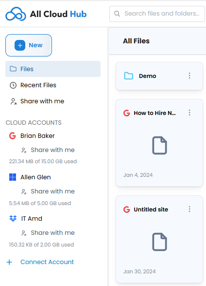 Top bar highlighting the search field